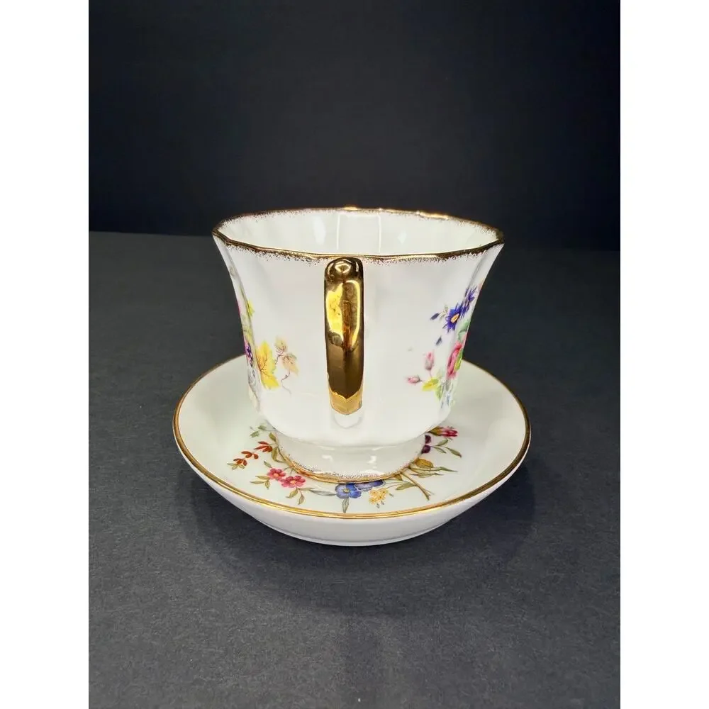 Vintage English Bone China Tea Cup & Saucer Mismatched Elizabethan Royal Worcest